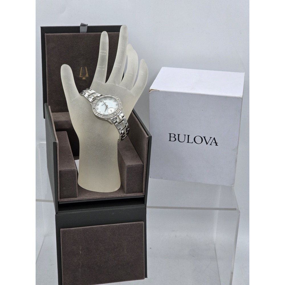 Bulova Ladies' Classic Crystal Stainless Steel 2-Hand 96L291 NEEDS BATT SEE PICS